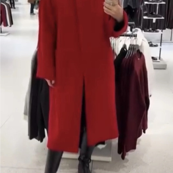 Zara Red Long Coat - Picture 5 of 14